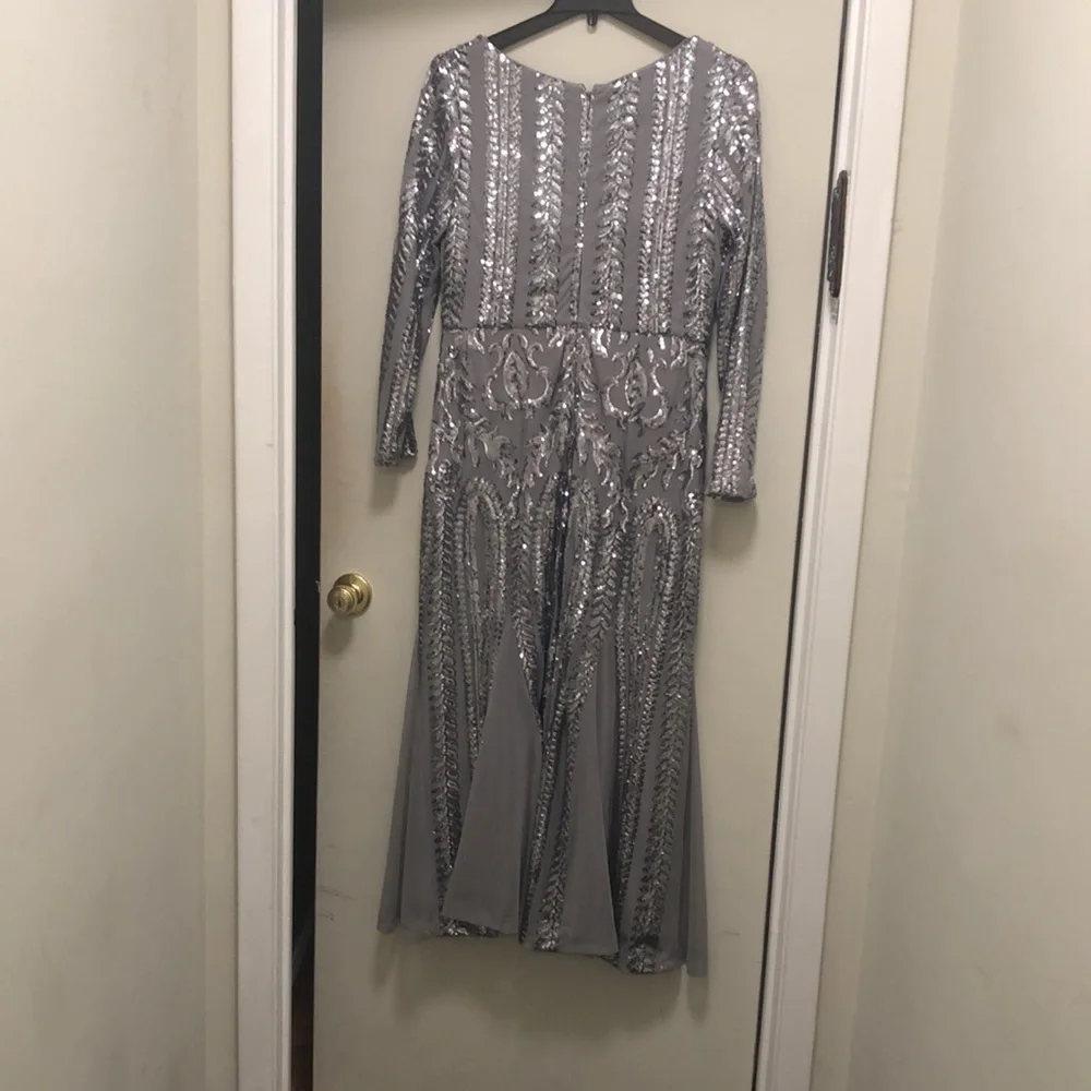 R&M Richards Silver Long Sleeve Dress